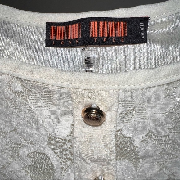 Love Tree Cropped Lace Cream Spaghetti Strap Lined Shirt Size Small - Picture 3 of 11